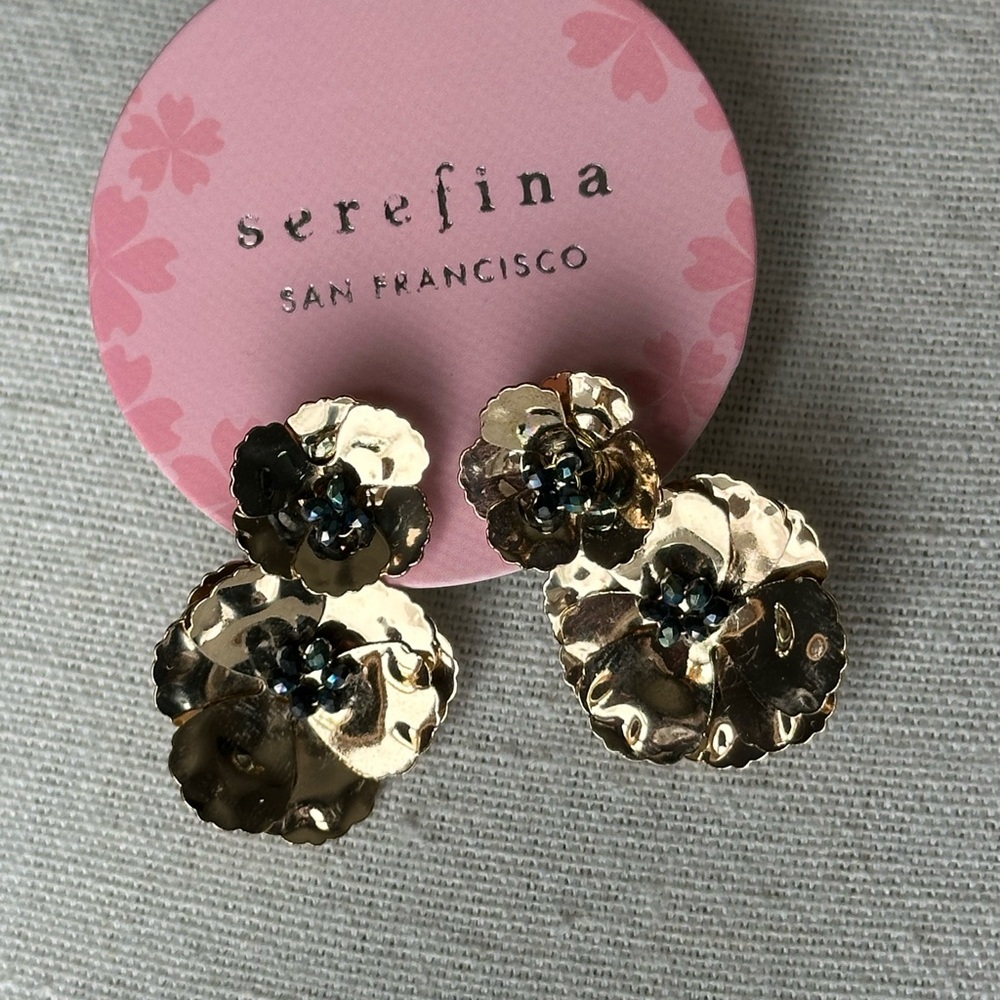 Serafina, sold at Anthropologie - Gold Floral Earrings - NWOT